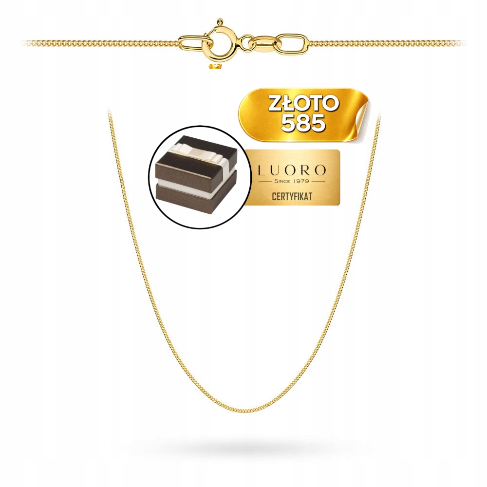 Řetízek Zlatý 585 14K Vazba Pancířová Hladká 42 CM Elegantní