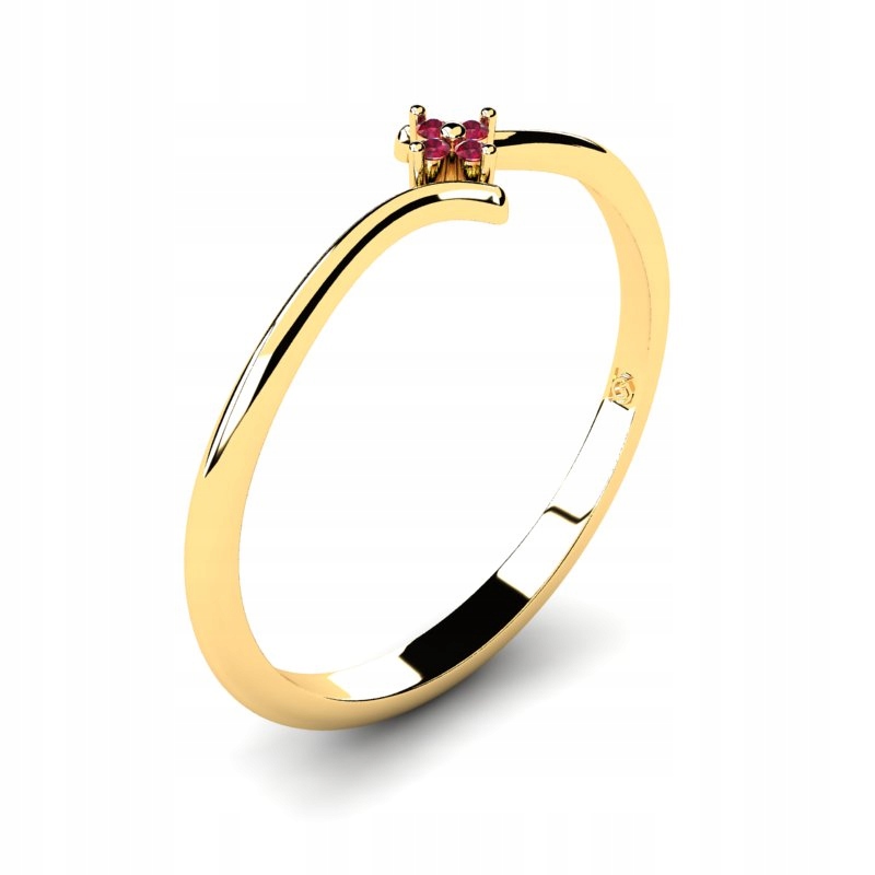 

Pierścionek Złoty Zaręczynowy Z Rubinami 0,02CT