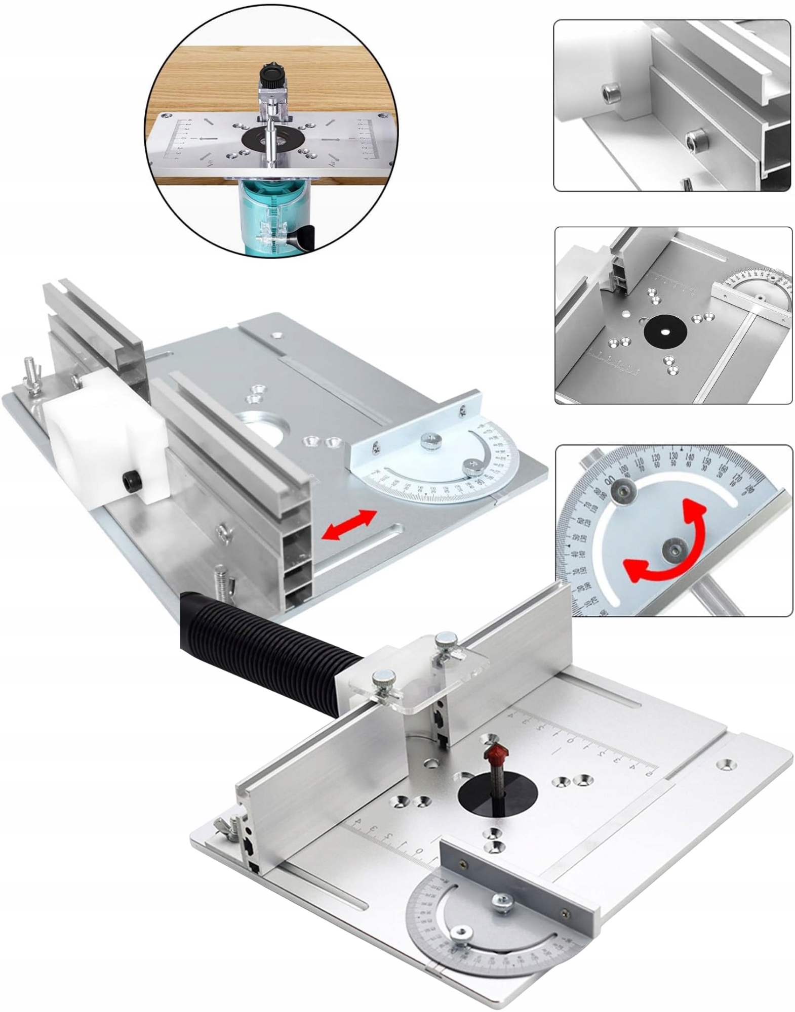 Aluminiowa płyta do stołu frezarskiego Regmag 240 × 200 mm – Elementy zestawu