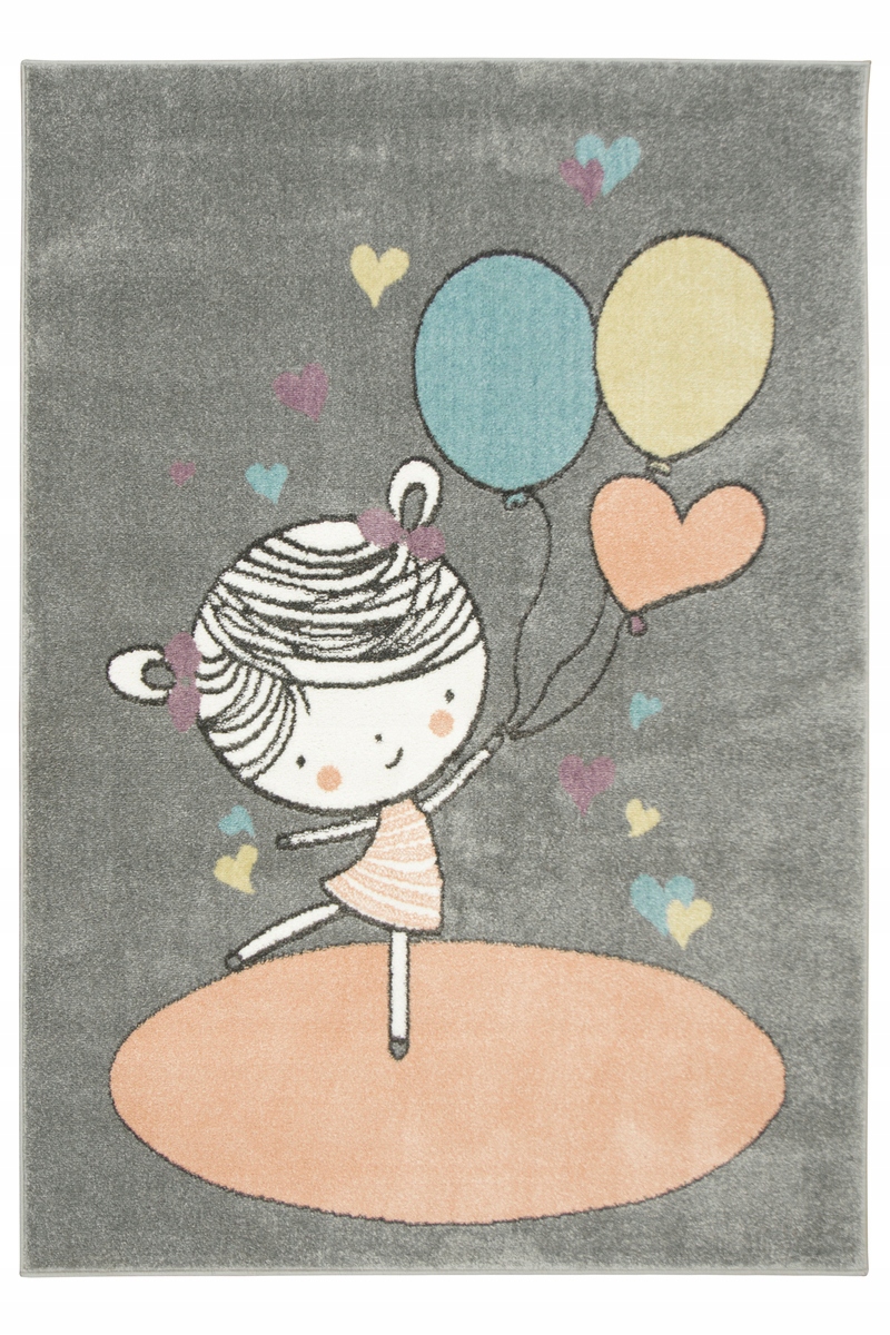 

120x170 cm Dywan Dziewczynka Baloniki Szary Różowy