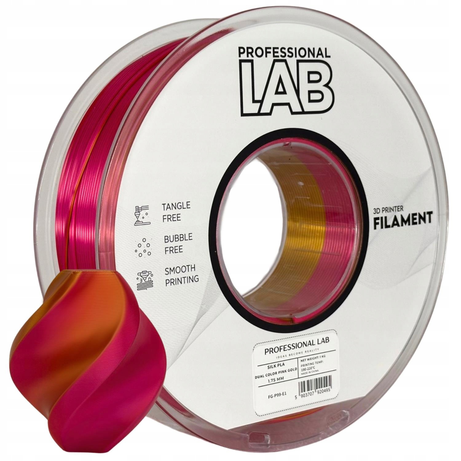 Filament Silk Dual-Color Różowy Złoty 1,75mm 1kg Smart Print 3D