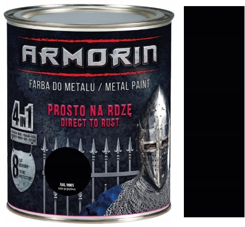 Armorin Prosto Na Rdzę Farba Antykorozyjna Do Metalu Ral 9005 Czarny 2.5L