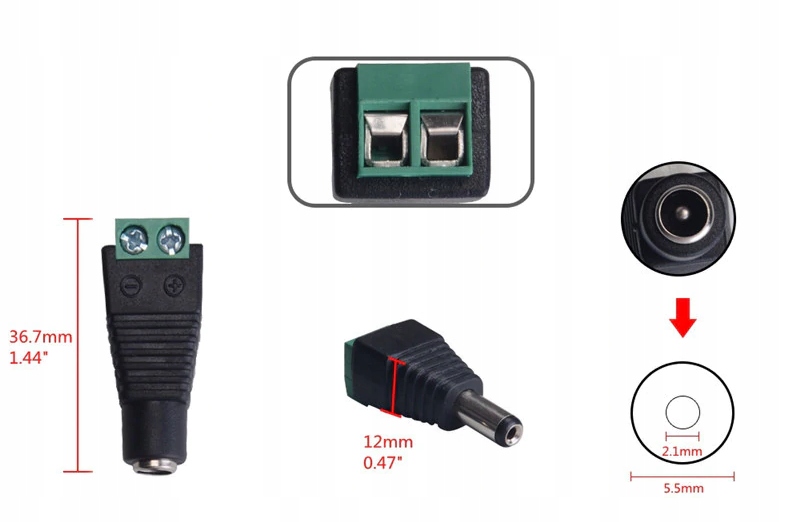 GNIAZDO DC 5,5/2,1MM ZŁĄCZKA ŻEŃSKA CN-48 WTYCZKA Model ŻEŃSKA