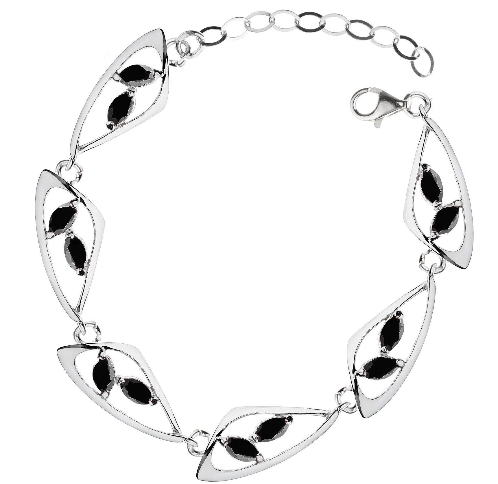 

Bransoletka Srebrna Z Czarnymi CYRKONIAMI.925!