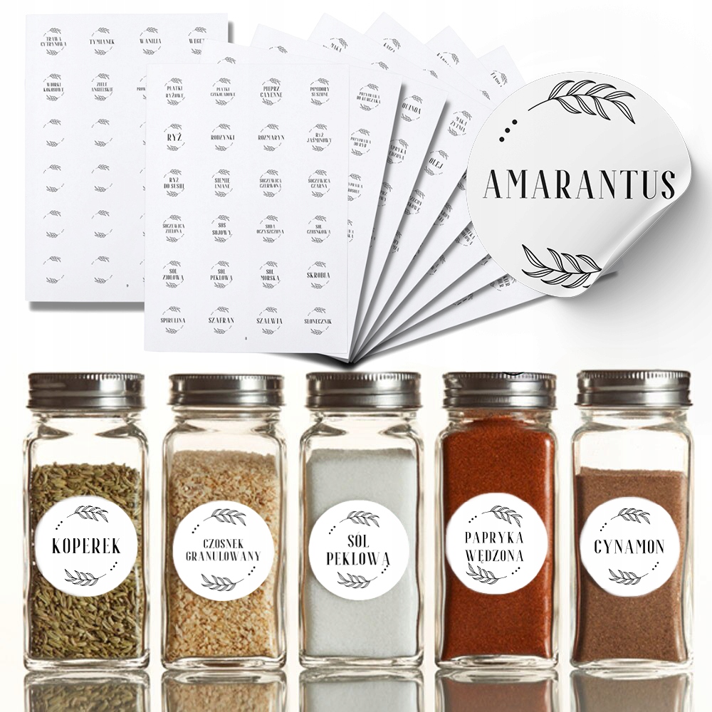 

Naklejki na przyprawy 216 szt. na słoiki etykiety