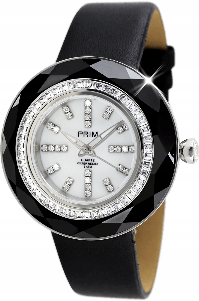 Zegarek damski Prim Czech Made Preciosa Onyx Black kwarcowy stal