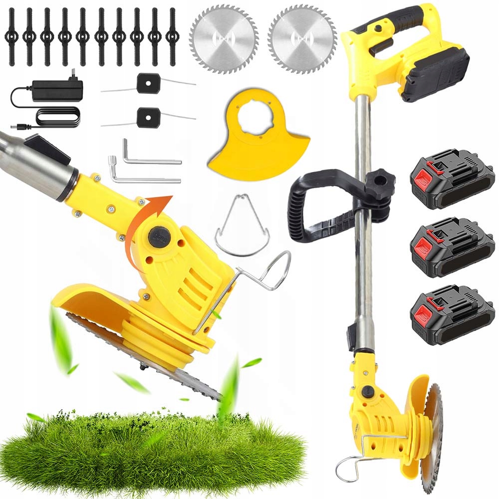 Aku Vyžínač Zahradní Křovinořez 3X Akumulátor Nože