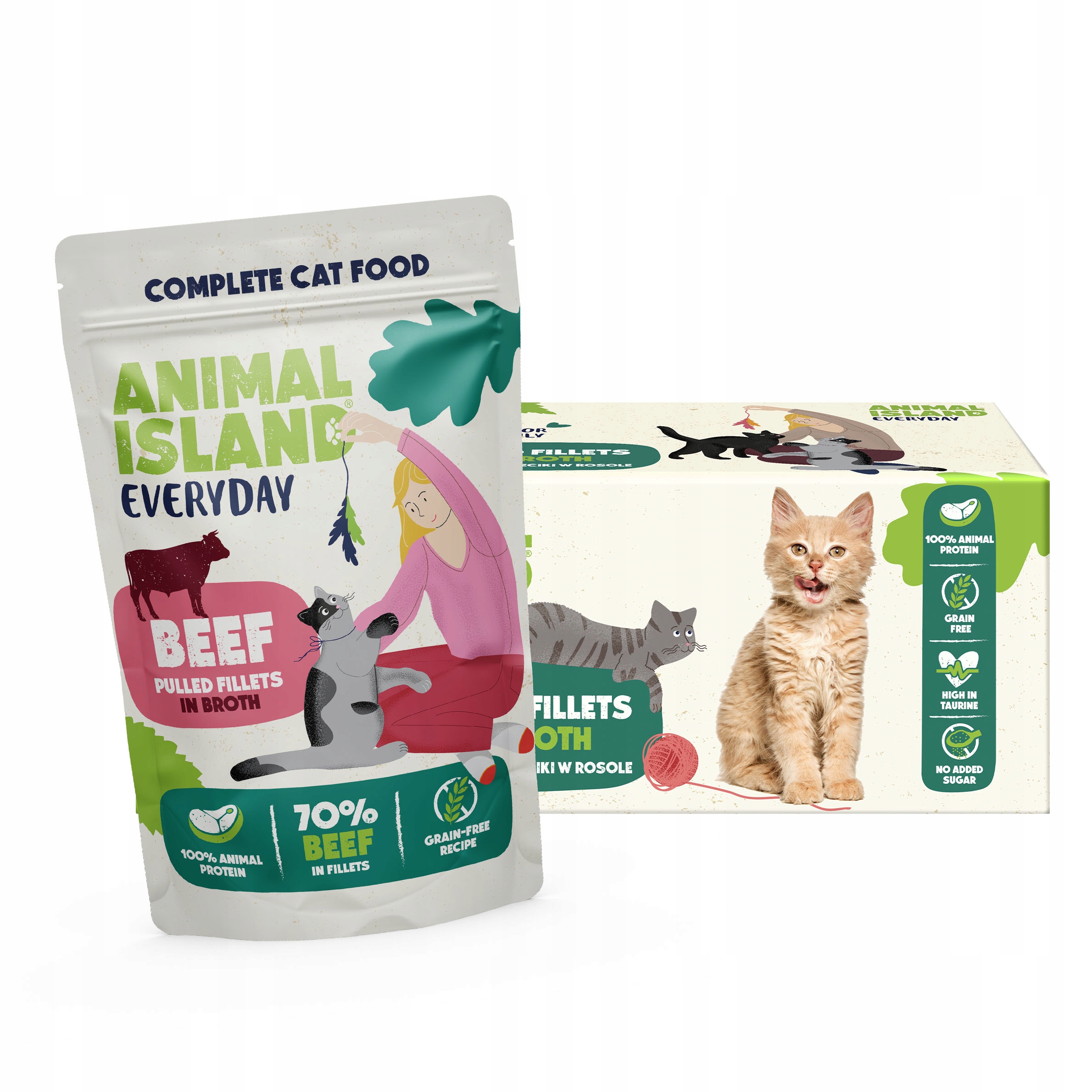 mokré krmivo pro kočky Sáčky 40x85 g Monopak Animal Island Hovězí Rosol
