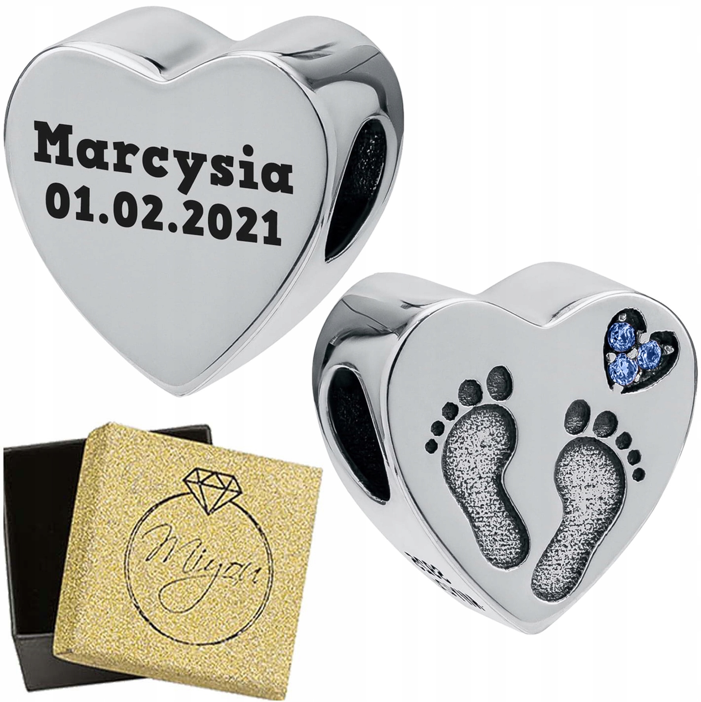 

Zawieszka Charms Grawer Serce Stópki Srebro 925