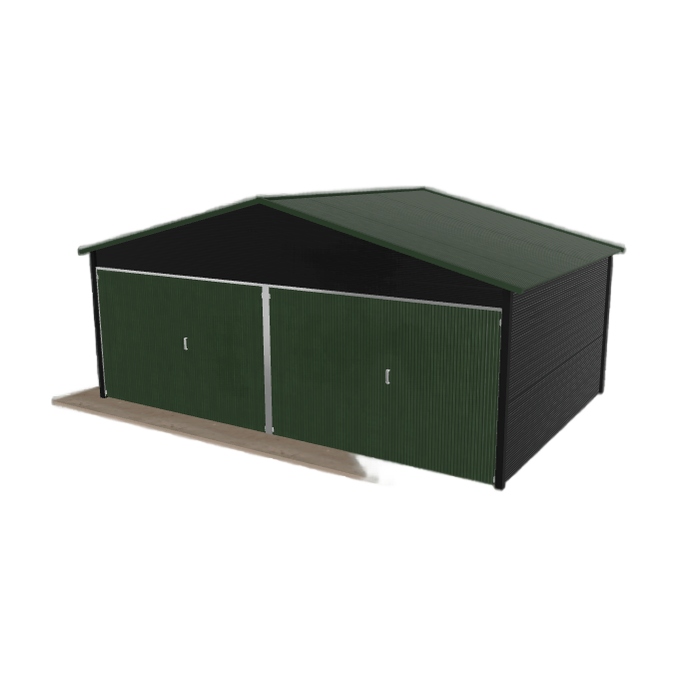 Plechová garáž 6x4 m dvoupolohová, dvoupolohová, černá