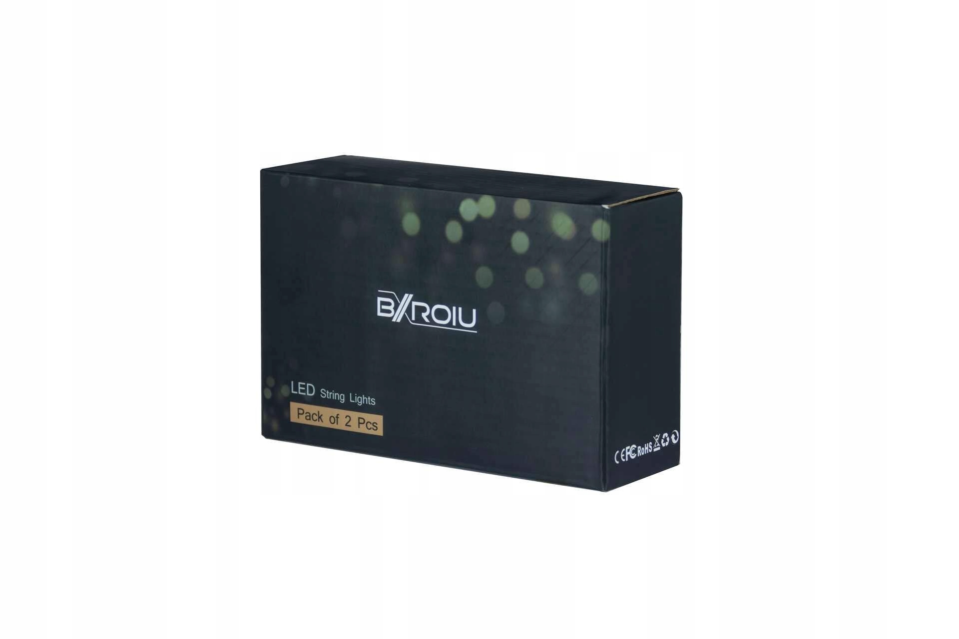 BXROIU 2x50 LED Mikro Lampki Srebrny Drut Na Baterie 8 Programów Kolorowe — miniatura 8