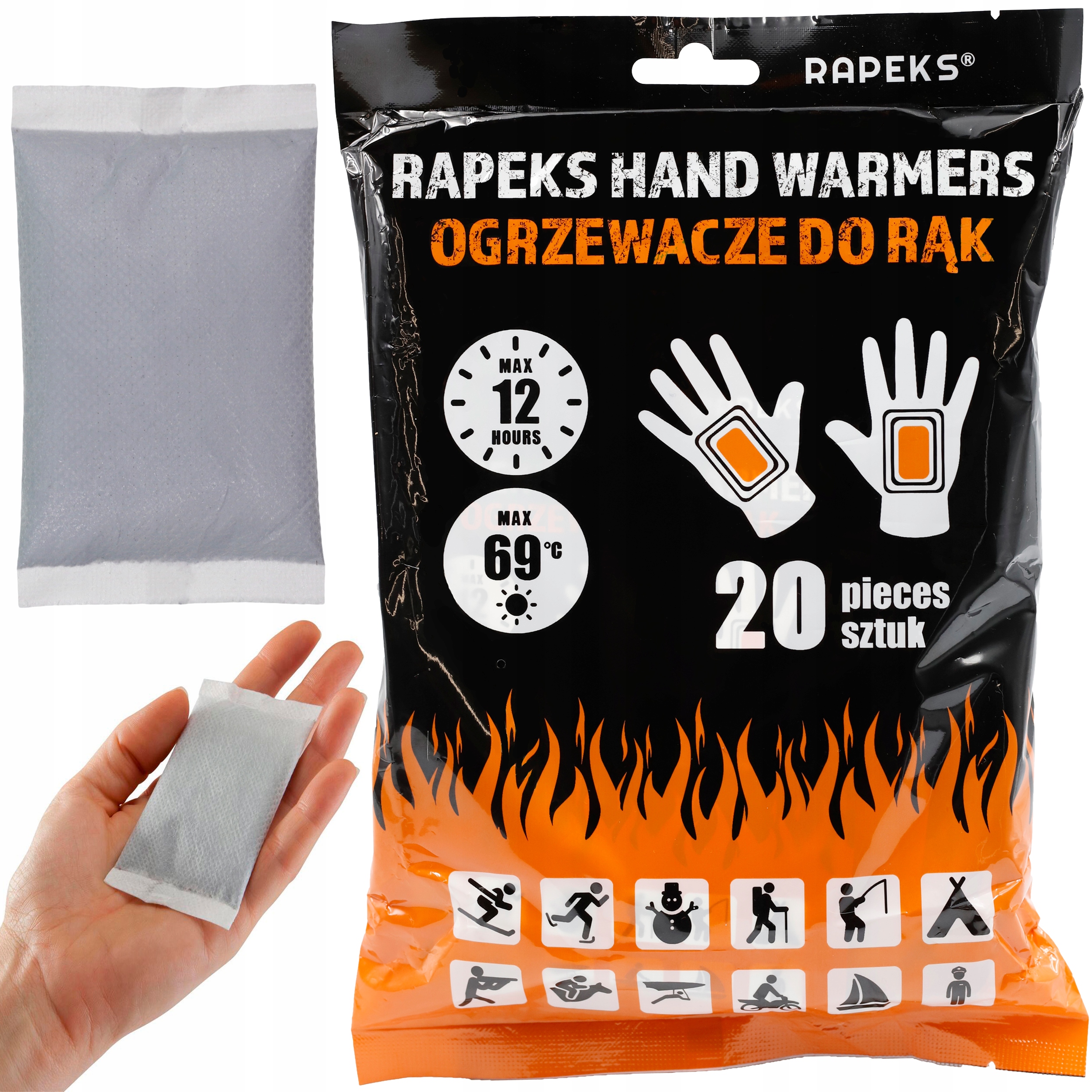 Ogrzewacz Do Rąk I Ciała Chemiczne Ogrzewacze Dłoni do 12h x 20 sztuk