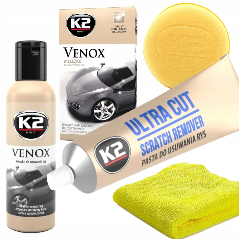 Zestaw Pasta Mleczko K2 Do Usuwania Rys Zarysowań Na Rysy Ultra Cut Venox