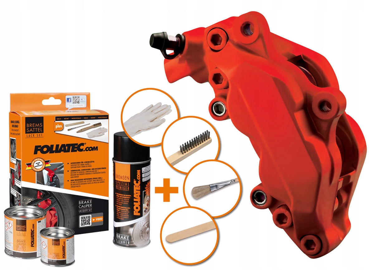 Foliatec dwuskładnikowa farba do hamulców, czerwona matowa (Racing rosso matt)
