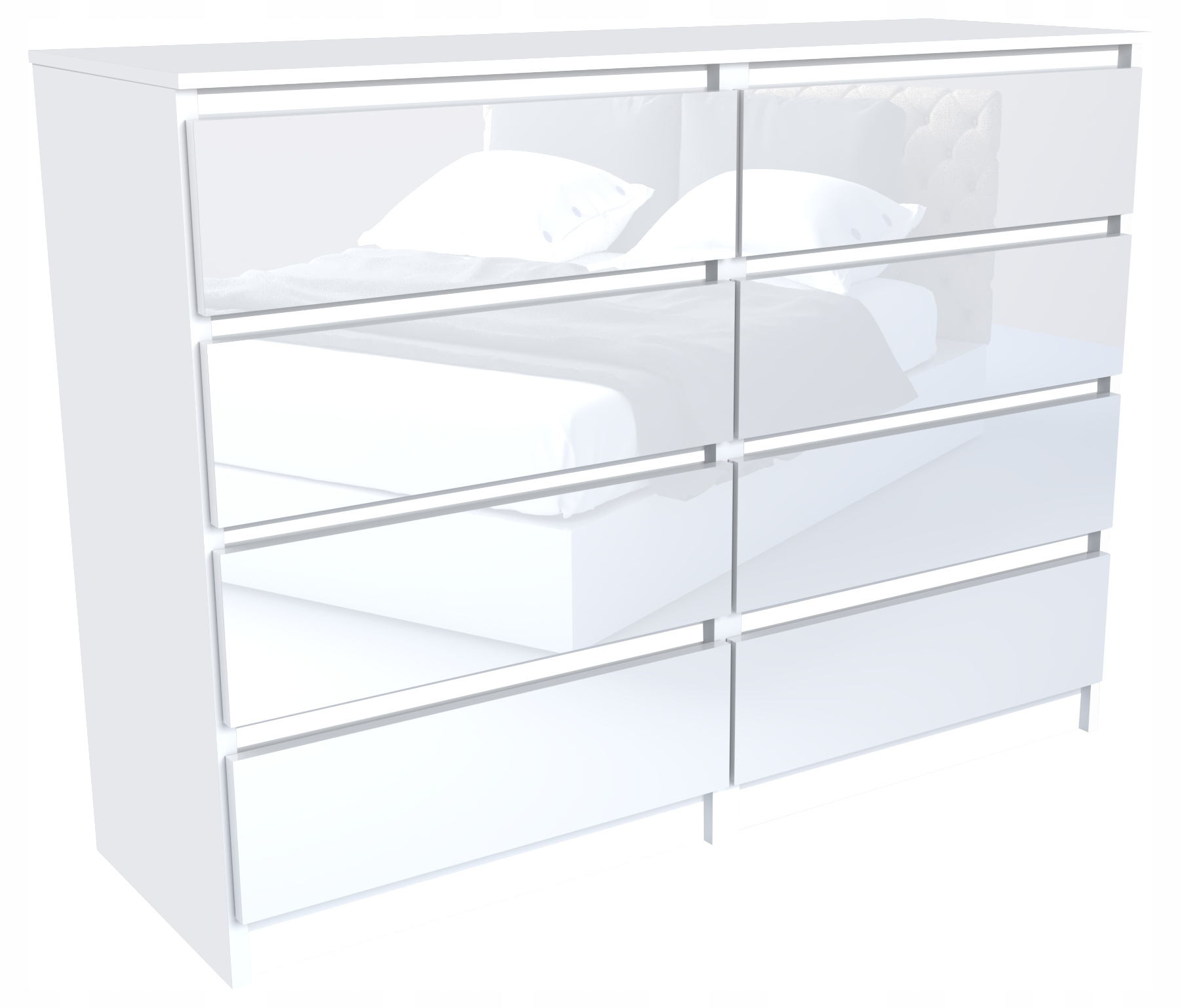 

Komoda 120cm 8 szuflad szafka Biały Wysoki Połysk