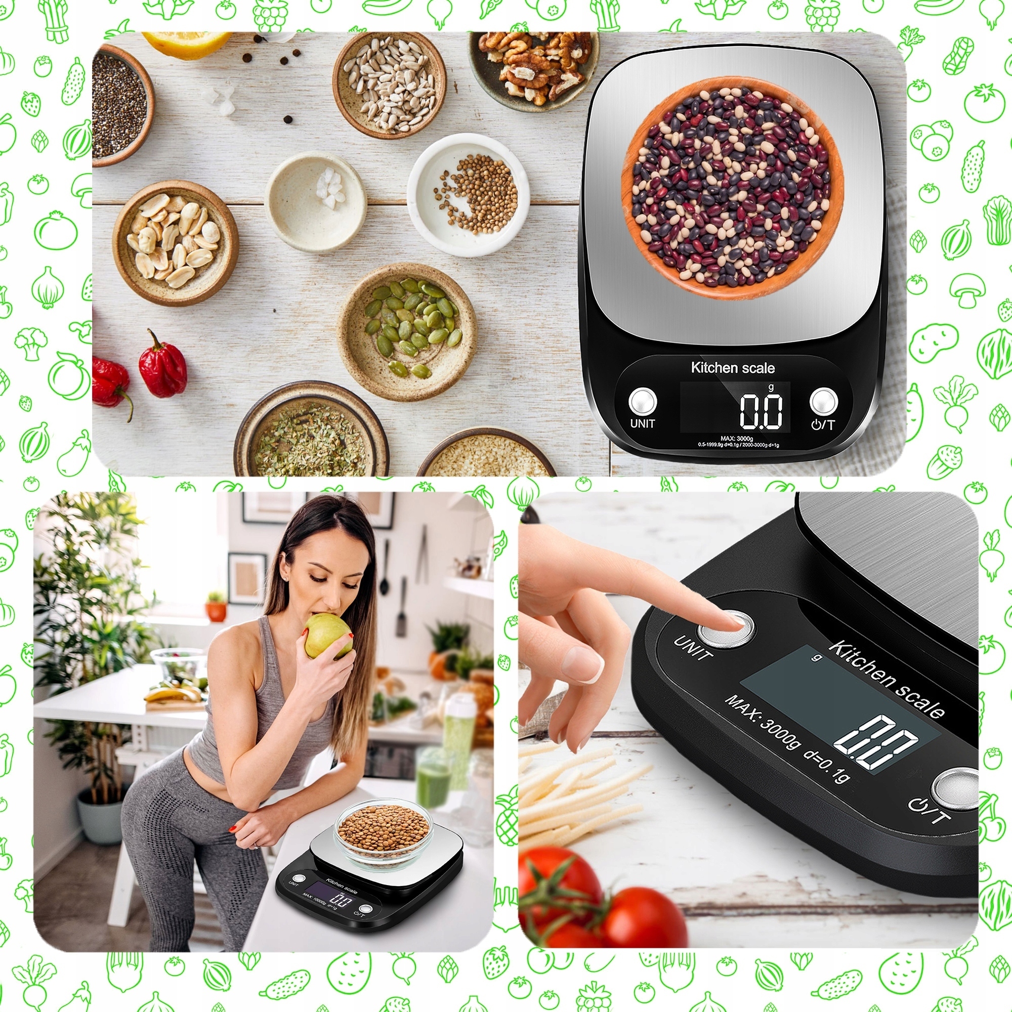 ELEKTRONICZNA WAGA KUCHENNA PRECYZYJNA 10 kg/1g LCD Marka Hikey