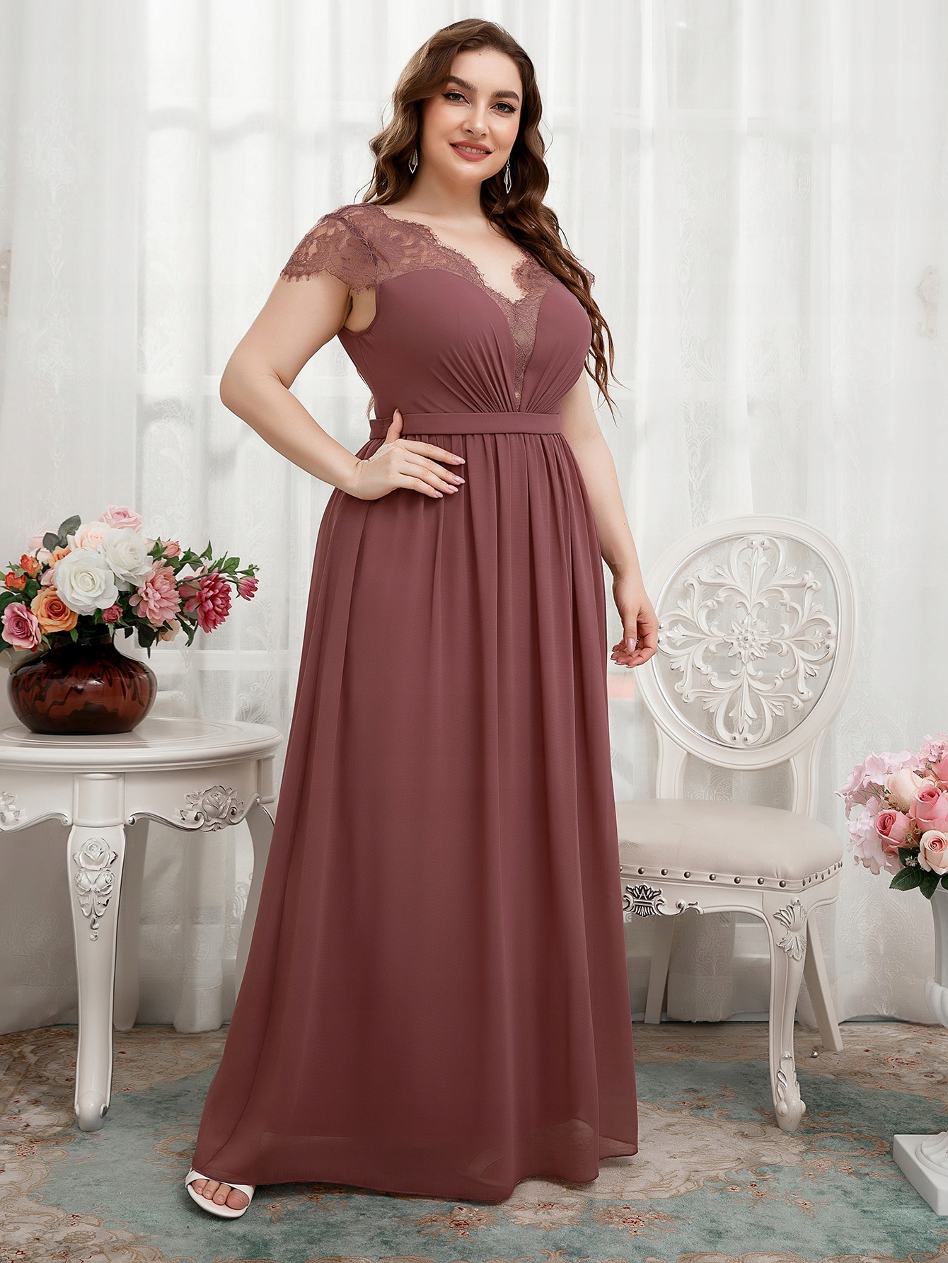 Šaty S Kokronkovým Výstřihem Maxi Shein 4XL 48