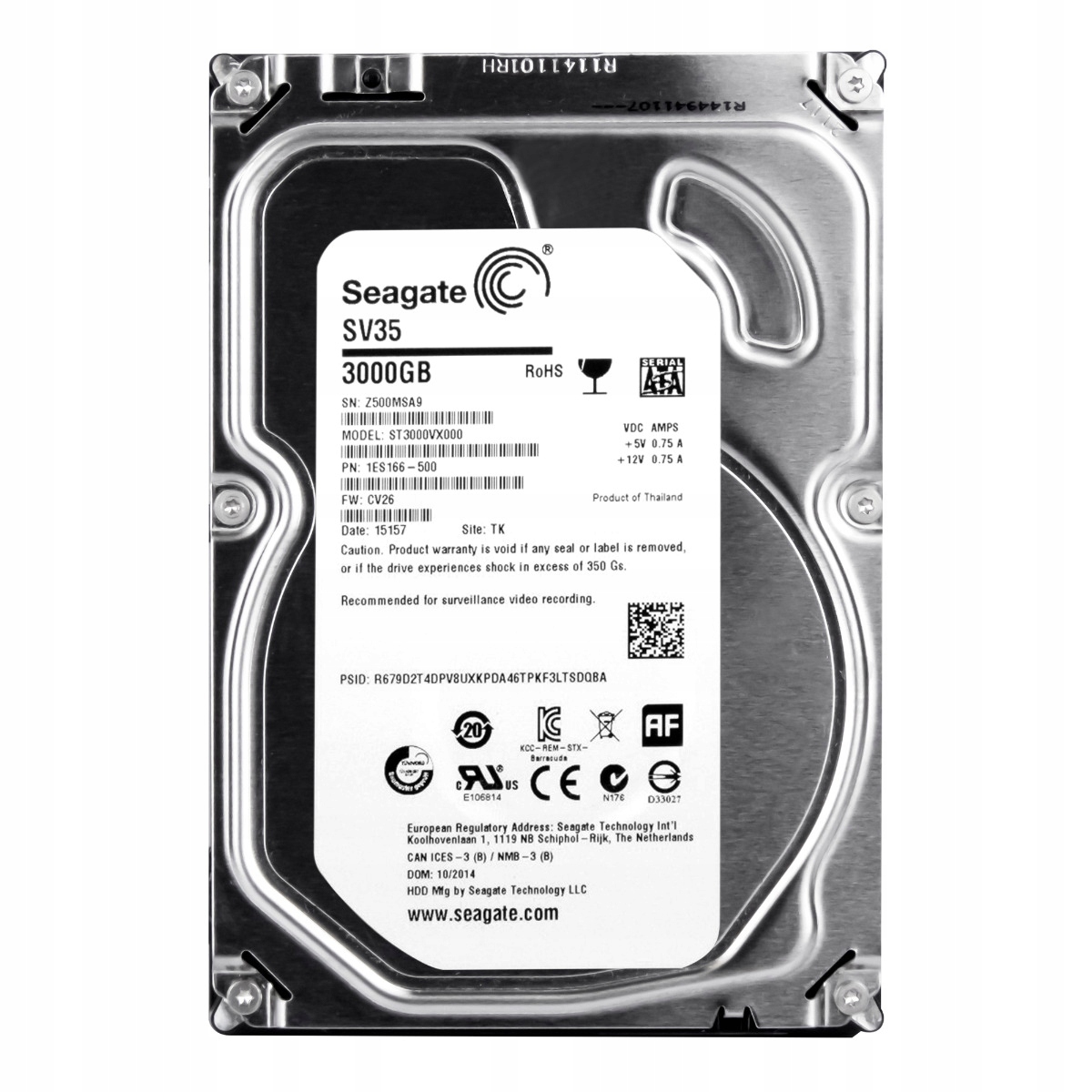 Seagate SV35 3TB 7.2K 64MB Sata II 3.5" ST3000VX000