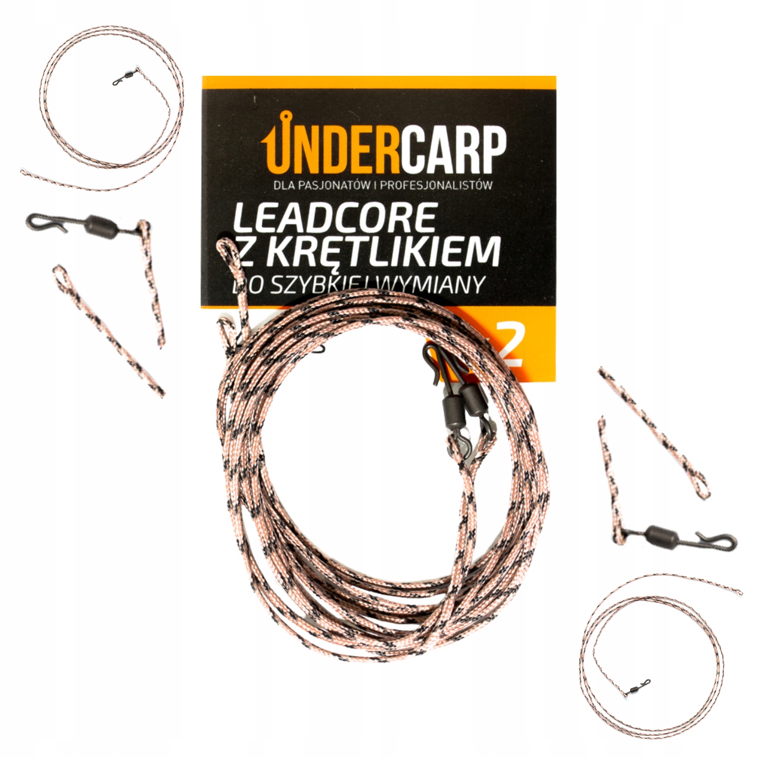 Leadcore Z Krętlikiem Do Szybkiej Wymiany 100cm Brązowy Undercarp 2 Sztuki