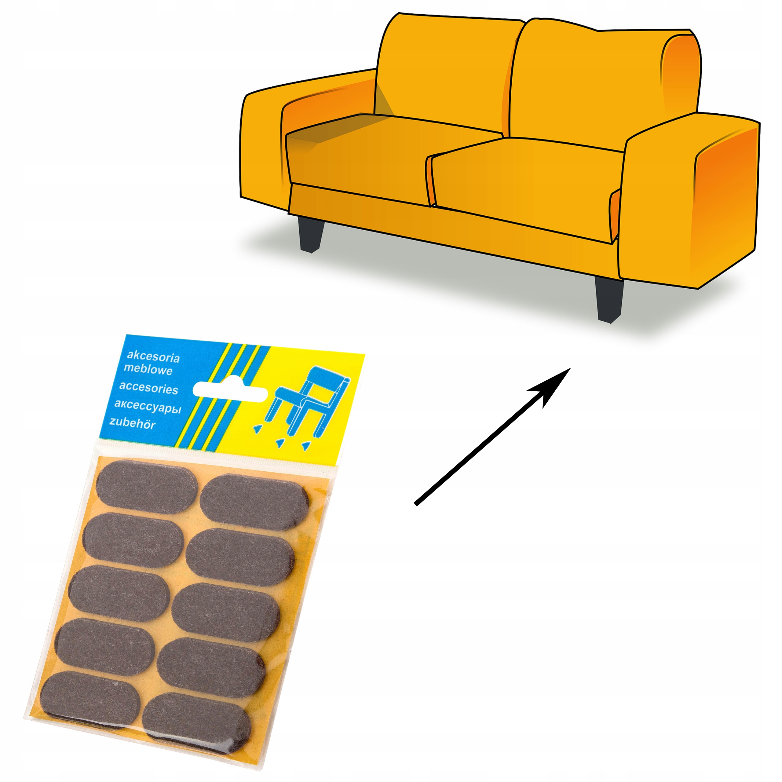 PODKŁADKI FILCOWE POD MEBLE 20 SZT BRĄZ ELIPSA