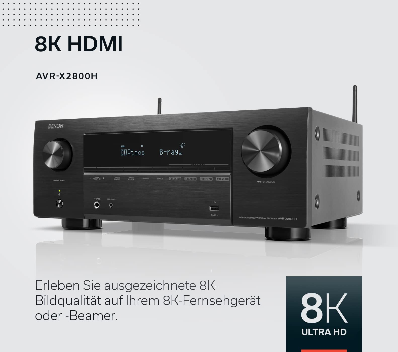 DENON 7.2 AV-Receiver Dolby Atmos DTS:X 8K HDMI Bluetooth — miniatura 3
