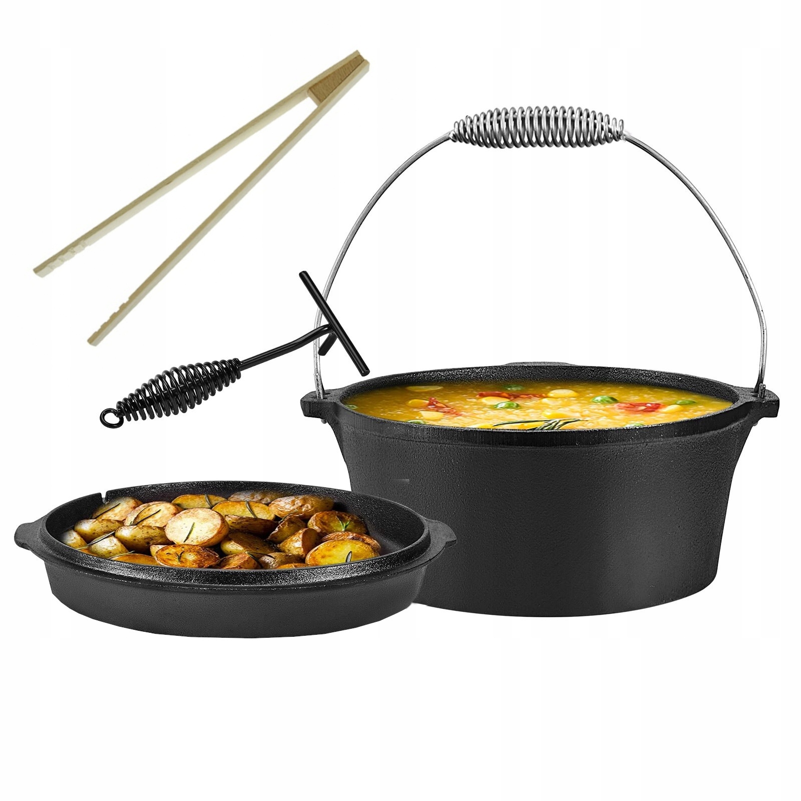 Kociołek kocioł żeliwny na ognisko wiszący stojący