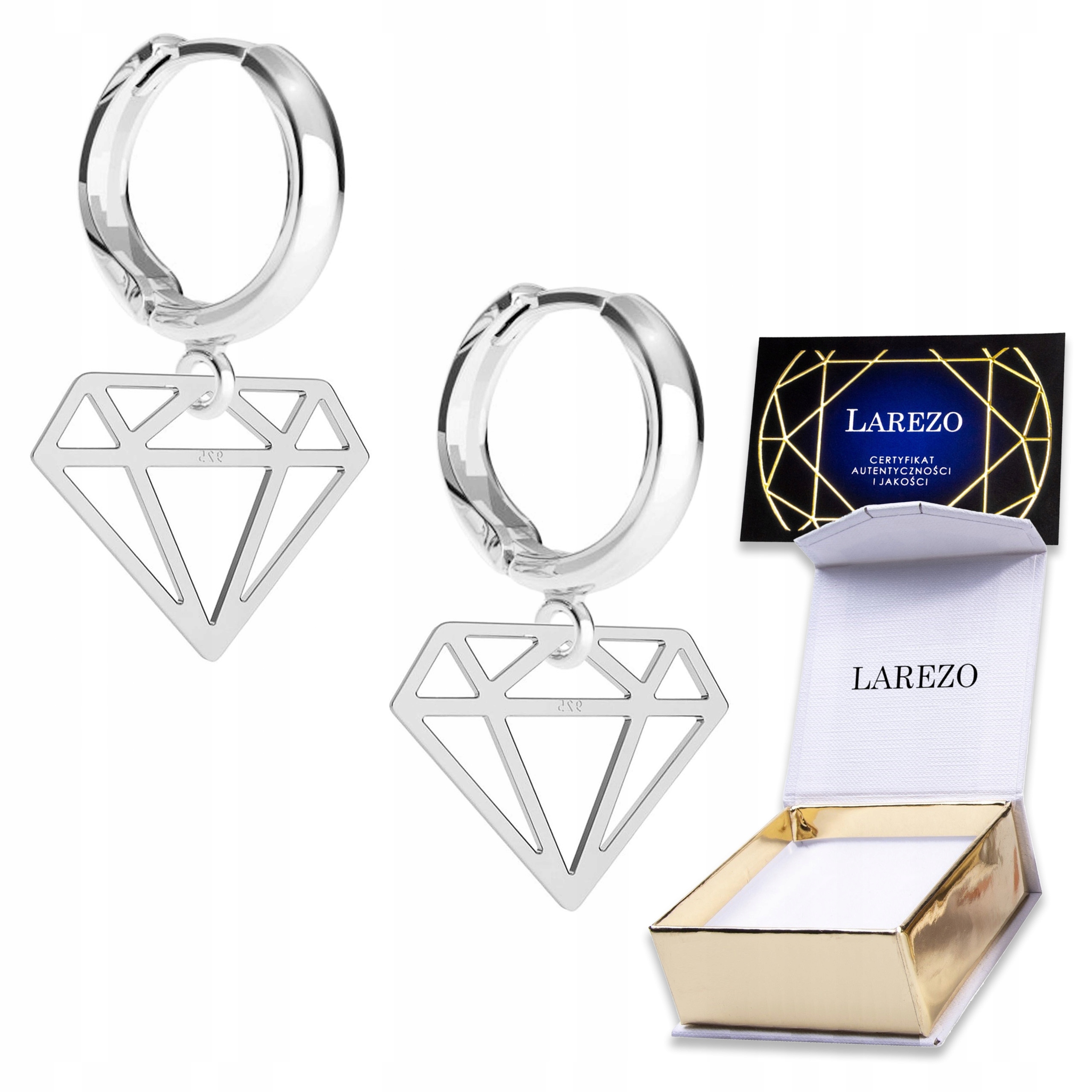Stříbrné Náušnice Plechy s diamanty Ažurové Malé Diamanty Dámské Stříbro 925