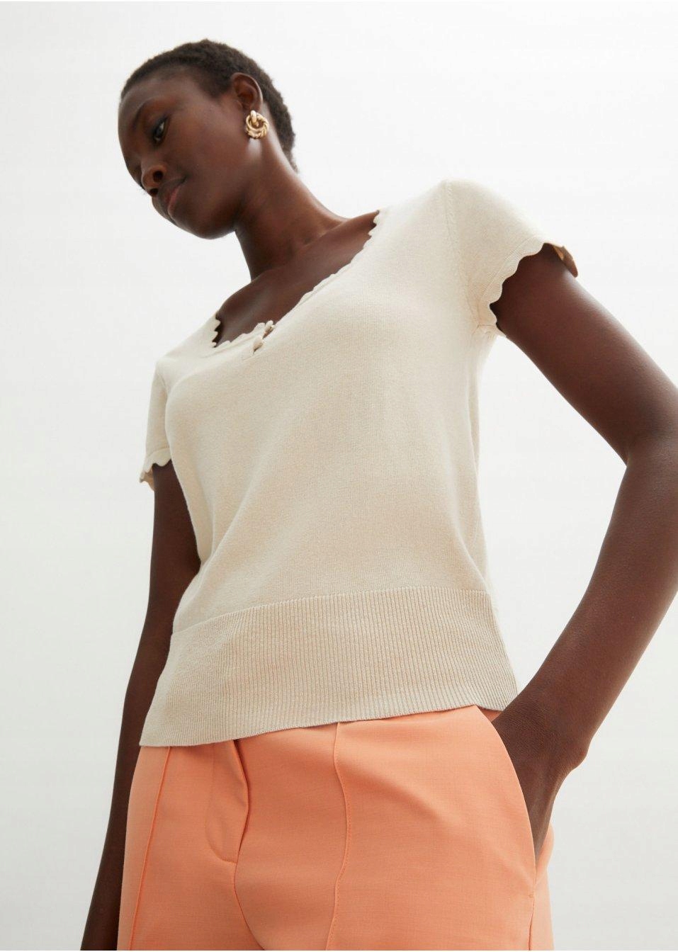 DZIANINOWA KOSZULKA DAMSKA __40/42 Marka Bonprix