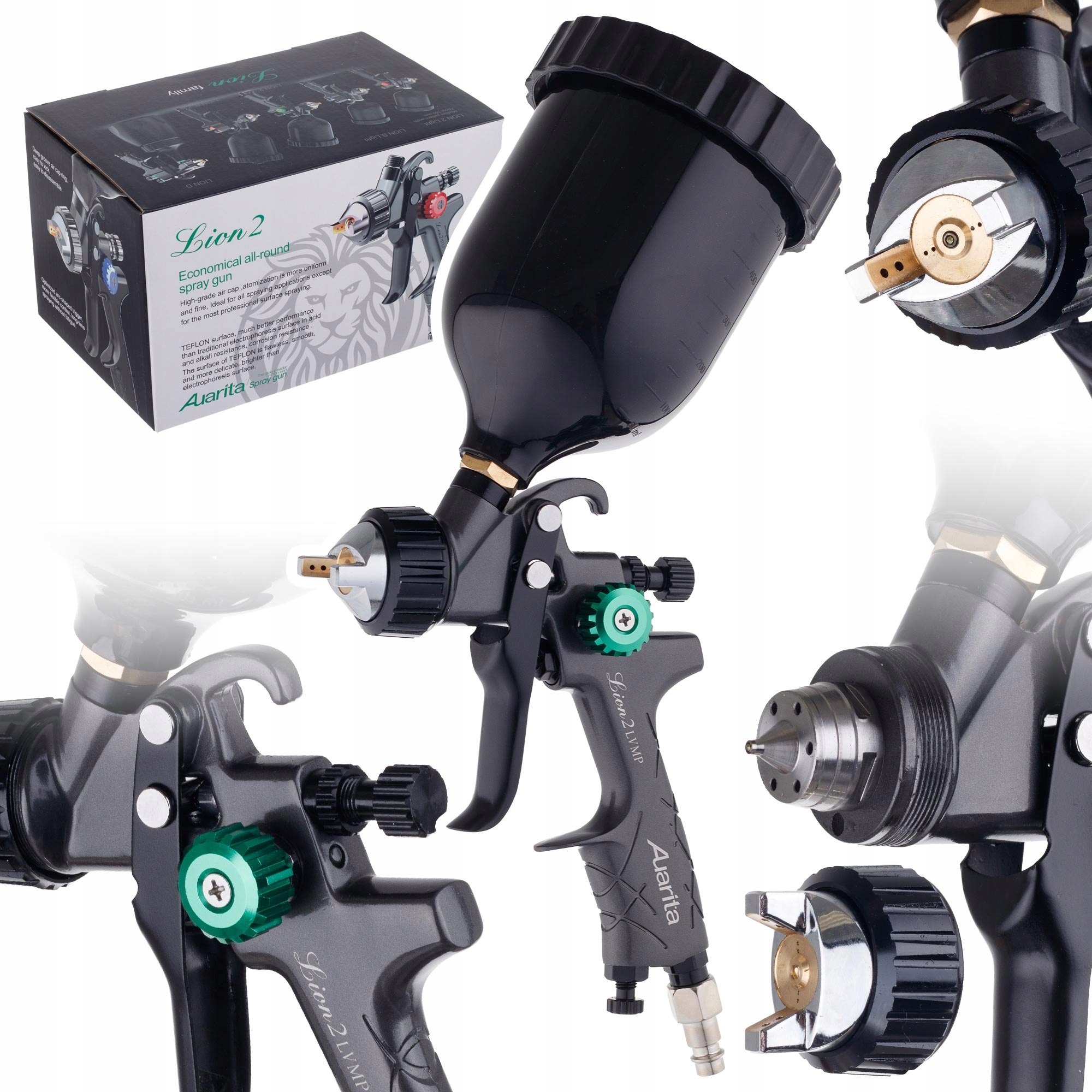 Lakovací Pistole Na Malování Lion 2 Lvmp Horní Nádrž Tryska 2,0 MM