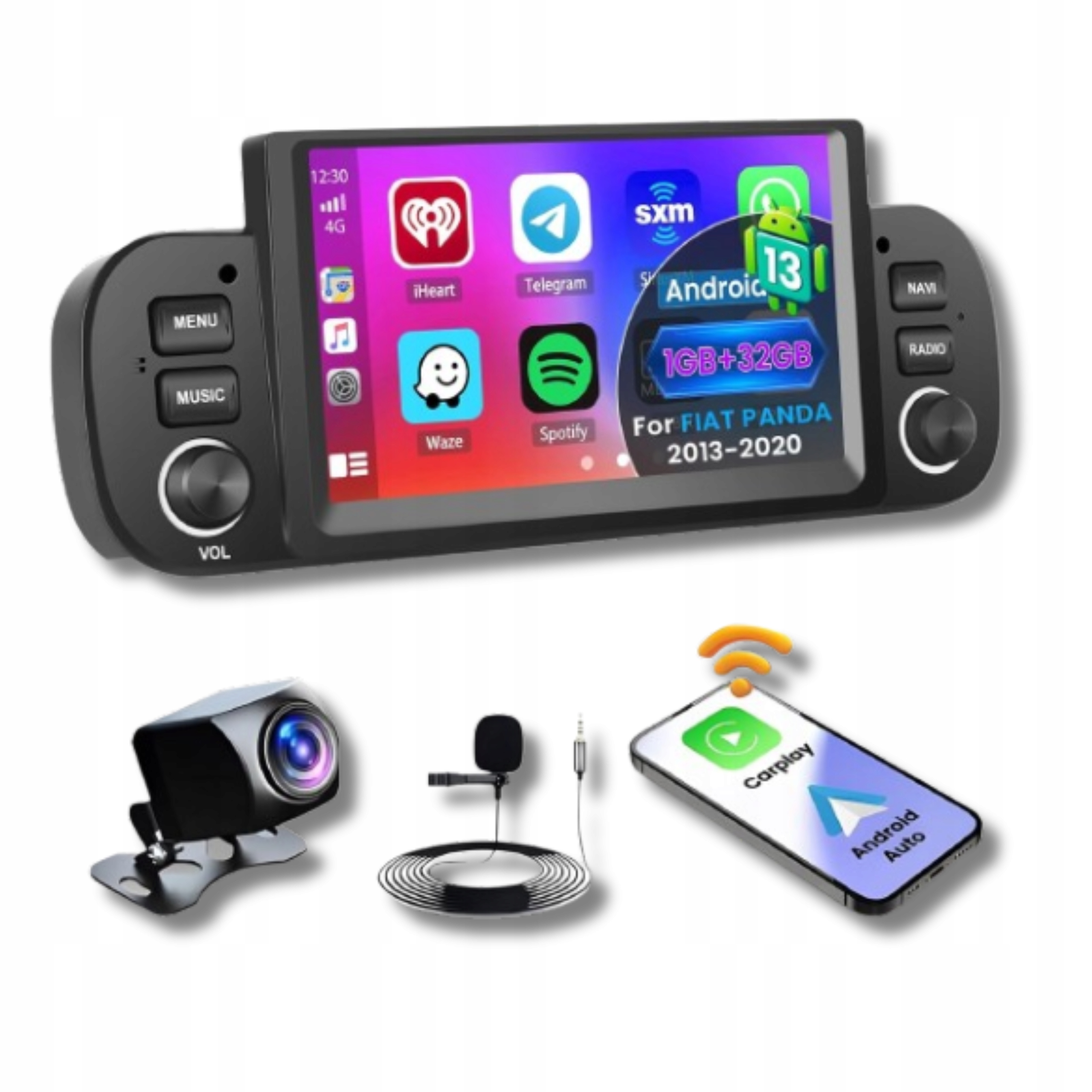 Rádio do auta Obrazovka 6,2 pro Pandu Bluetooth WiFi Usb Rds Kamera Couvání