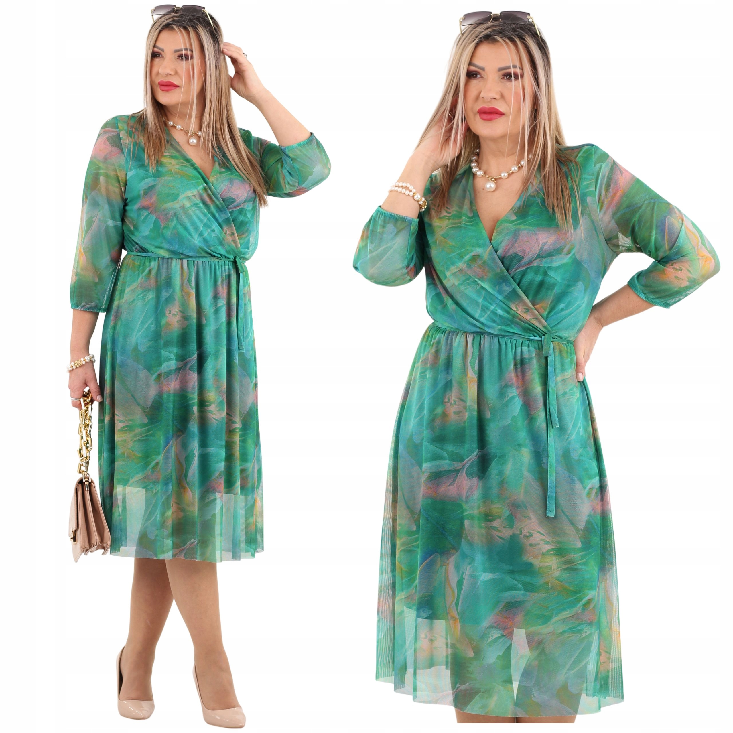 Sukienka siateczkowa Polski Producent duże rozmiary wizytowa midi