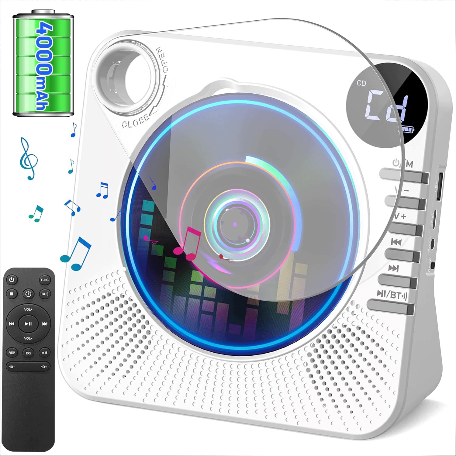 Přenosný Přehrávač CD Reproduktor Bluetooth Rádio Vynikající Dárky Trvanlivé