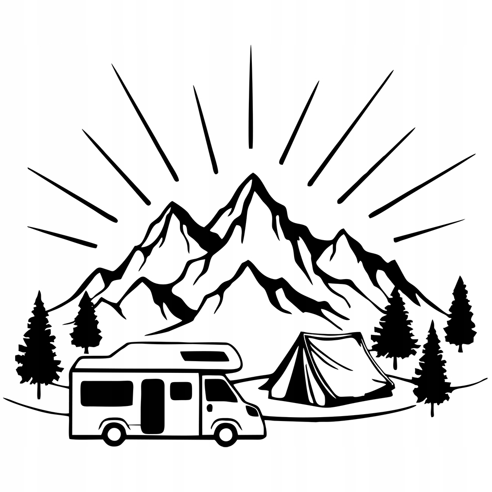 

Naklejka na samochód Kamper Góry Camping 13x15