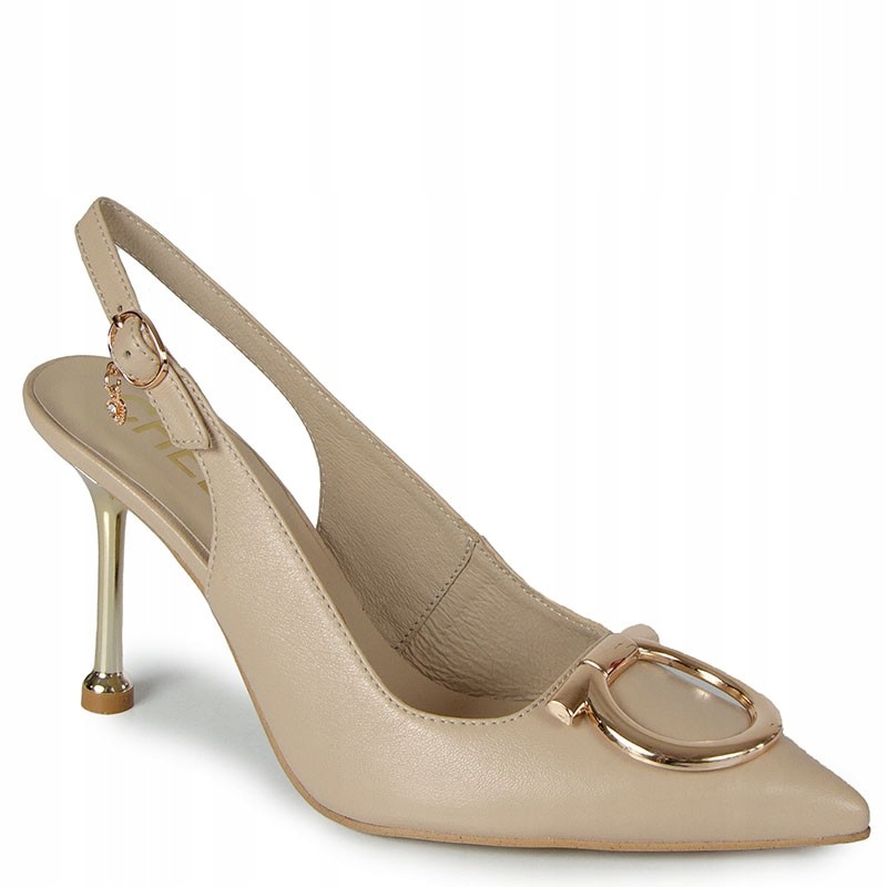 CheBello 5058 Béžové Kožené Lodičky S Ozdobou 36