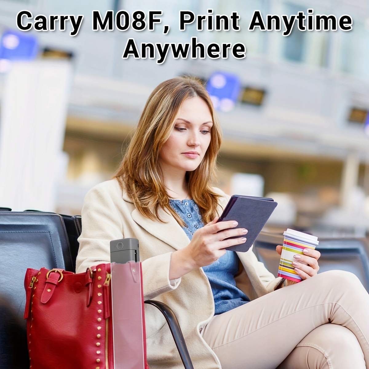 Phomemo M08F Wireless Portable Printer, Thermal Mobile Printer Support 8 Typ prasa termo transferowa