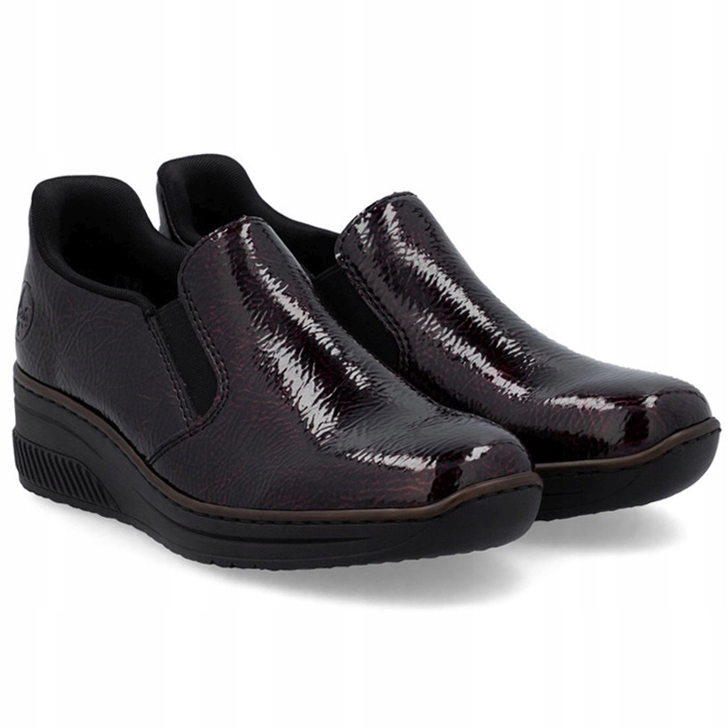 Dámské polobotky na podpatku Rieker 48761-35 Red vínově lakované Vel. 36