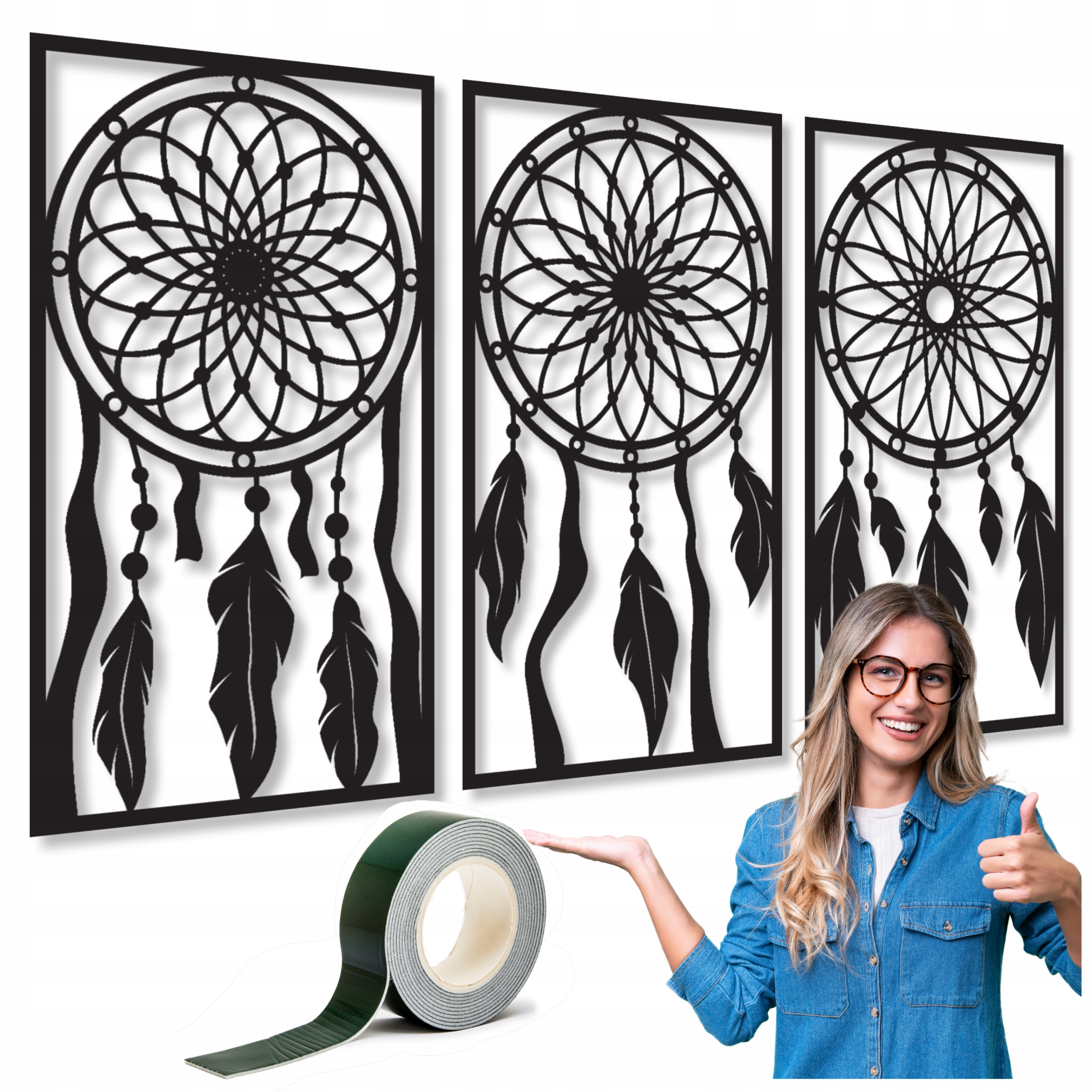 Lapač Snů Ze Dřeva Prolamované Panely Set 120 cm Prolamovaný Obraz Do Obývacího Pokoje