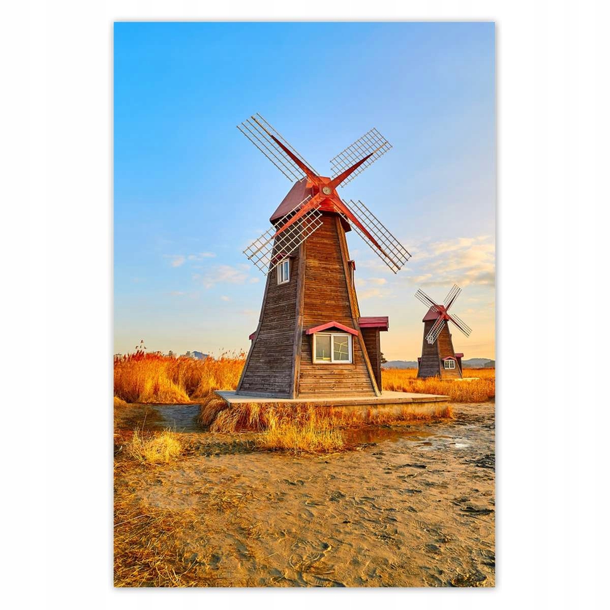 Plakáty 135x200 Dřevěný větrný mlýn Krajina