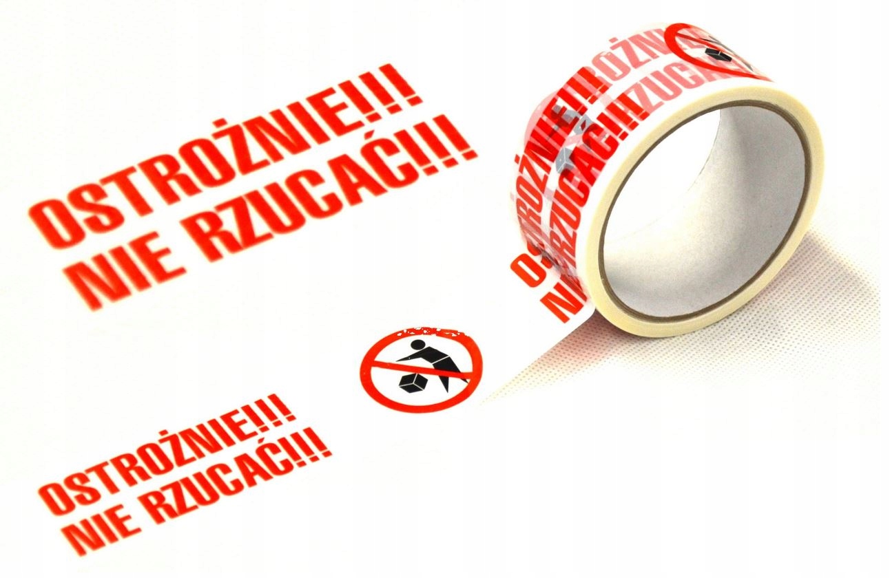 TAŚMA PAKOWA KLEJĄCA OSTRZEGAWCZA NIE RZUCAĆ!