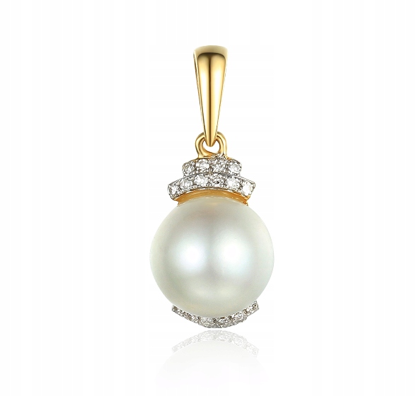 

Elegancka Złota Zawieszka 585 Perła i Diamenty
