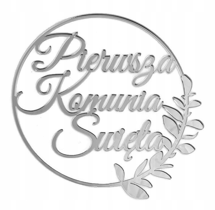 

Topper Dekor na bok tortu komunie Komunia srebrny