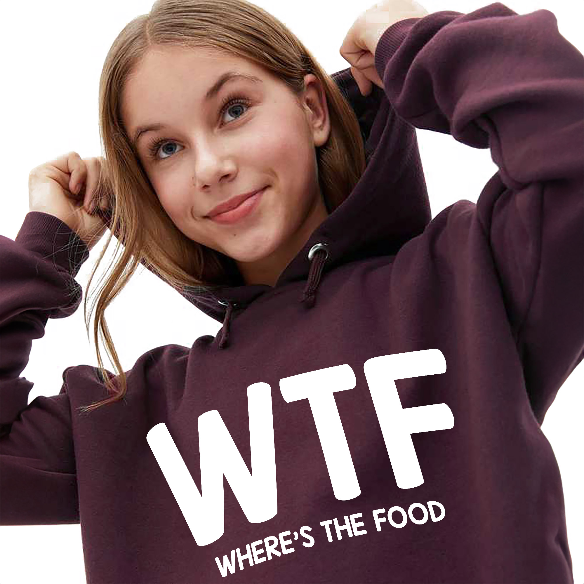 Bordó Mikina S Kapucí Where Is The Food Módní stylové vzory M