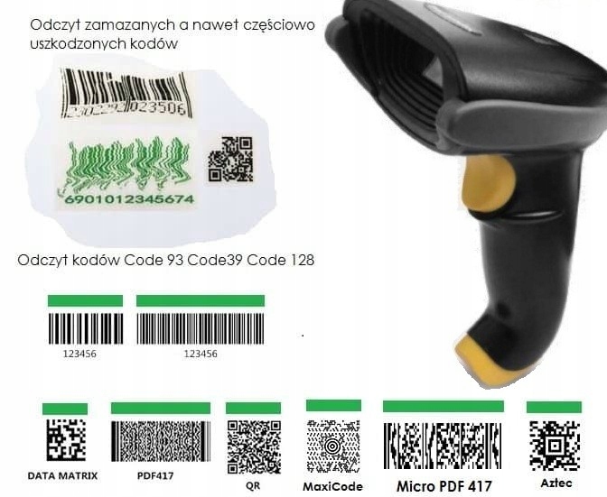 Skaner kodów kreskowych 2D Qr aztec PDF417 MaxiCod Rodzaj przewodowy