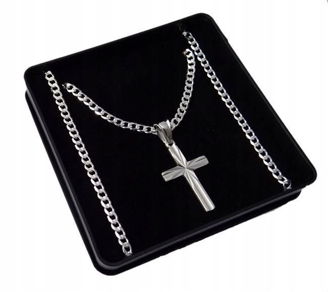 ŁAŃCUSZEK SREBRNY 925 PANCERKA 55 CM KRZYŻYK MĘSKI Kod producenta Prezent dla męża chłopaka narzeczonego
