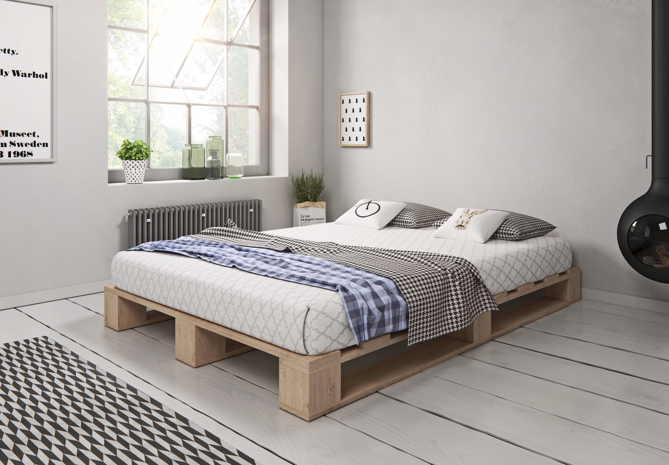 Łóżko Drewniane Naturalne 80x200 Paletowe Loft Dziecięce Wytrzymałe