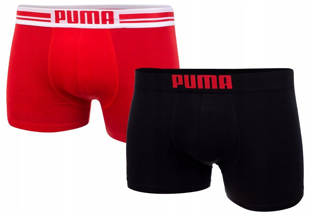 PUMA BOKSERKI MĘSKIE 2 PARY FASHION BOXER RED/BLACK r.L