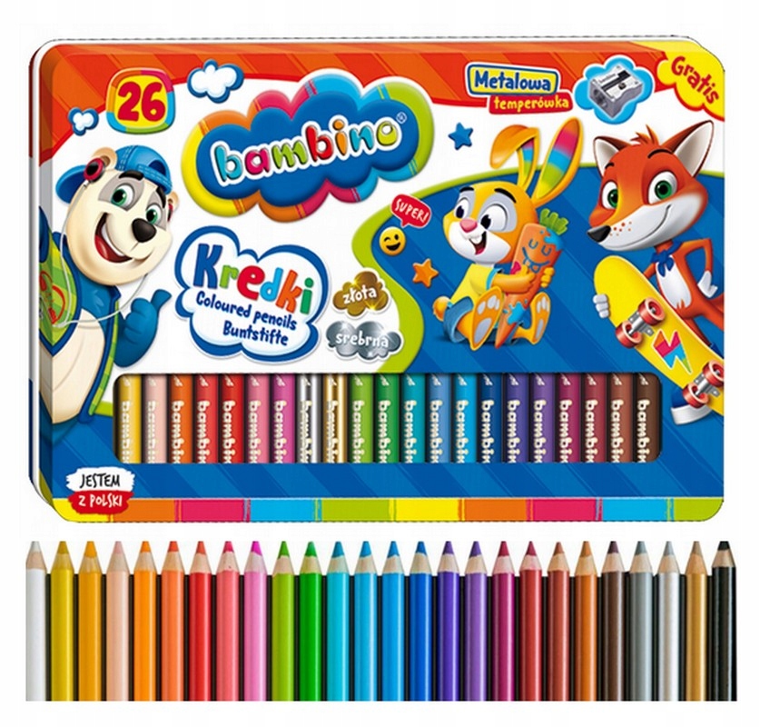 

Bambino Grube Kredki W Metalowym Pudełku 26