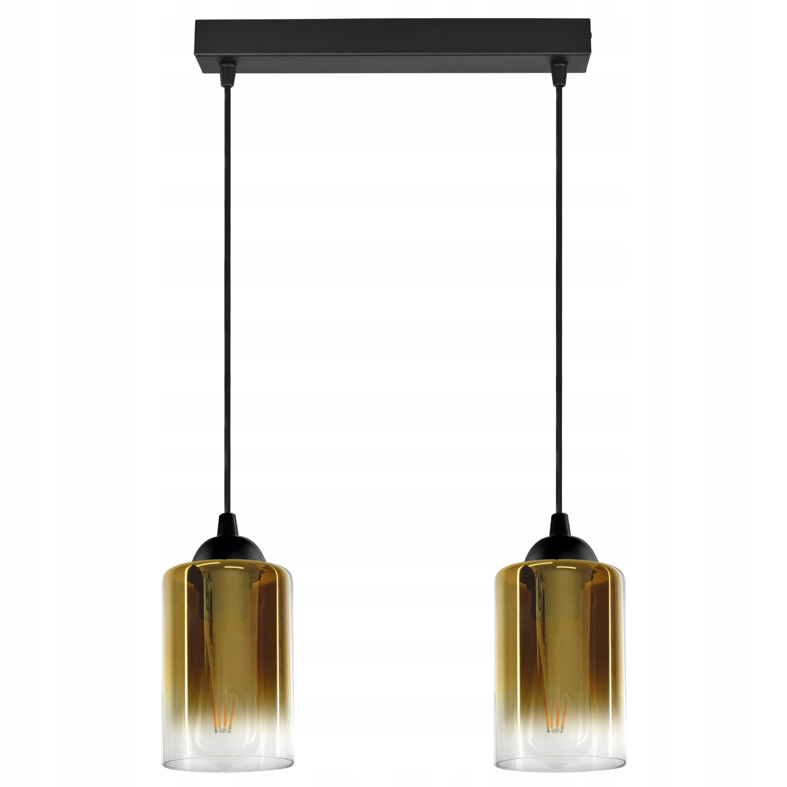 

Lampa Wisząca Dwie Tuby Złote Transparentne Led