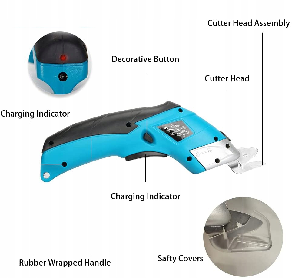 Akumulatorowe nożyce elektryczne tkanin Niebieskie Kod producenta CA571D3