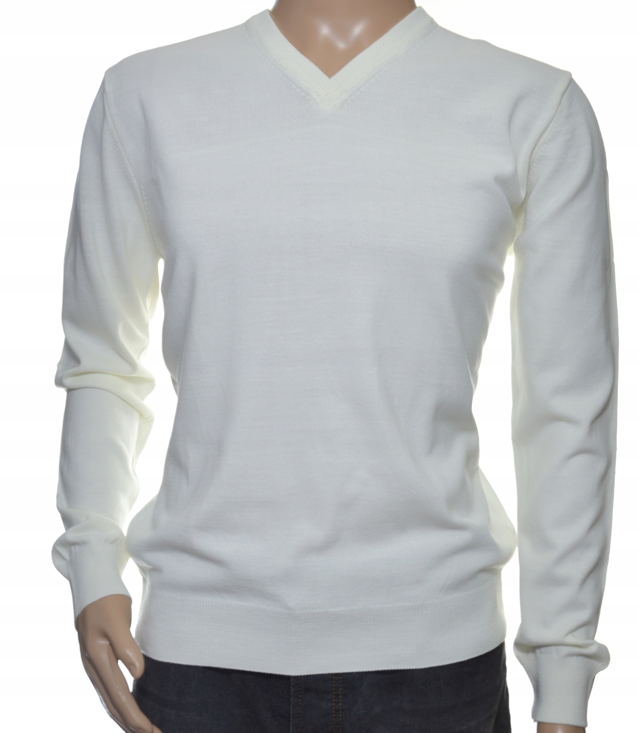 Pánský svetr se špičkou z kašmíru a merino vlny, kašmírový, velikost XL, ecru 252